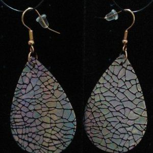 Iridescent Cracked Leather Teardrop